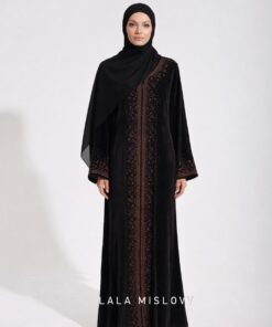 QASH ABAYA in BLACK with premium Velvet material