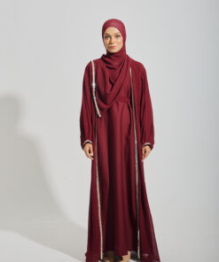 HEERA ABAYA in Maroon Burgundy