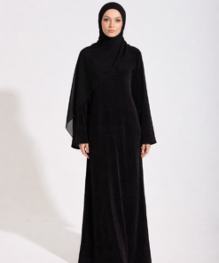 MANJARA ABAYA IN PREMIUM VELVET in Black