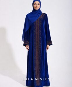QASH ABAYA in Royal Blue with premium Velvet material